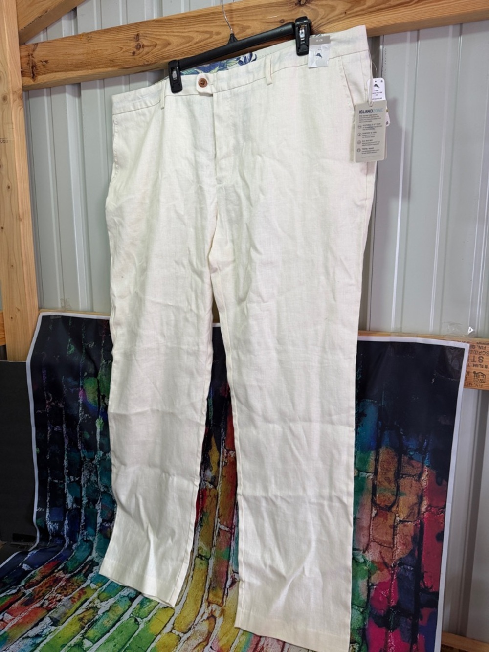 Men's Cream Linen Blend Pants Tommy Bahama 44x34
